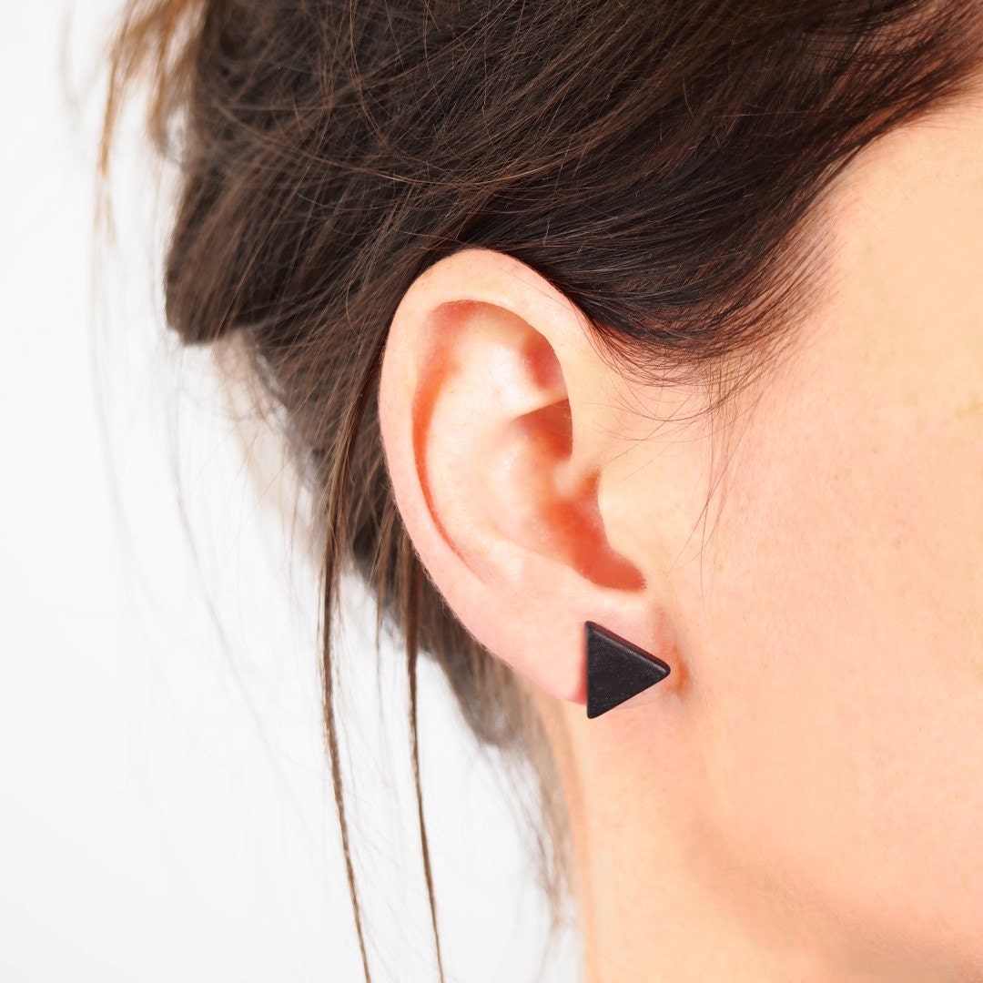 Puces noires + 8 couleurs bijoux ivoire végétal boucles d'oreilles triangle puces triangle puces géométriques clous triangles