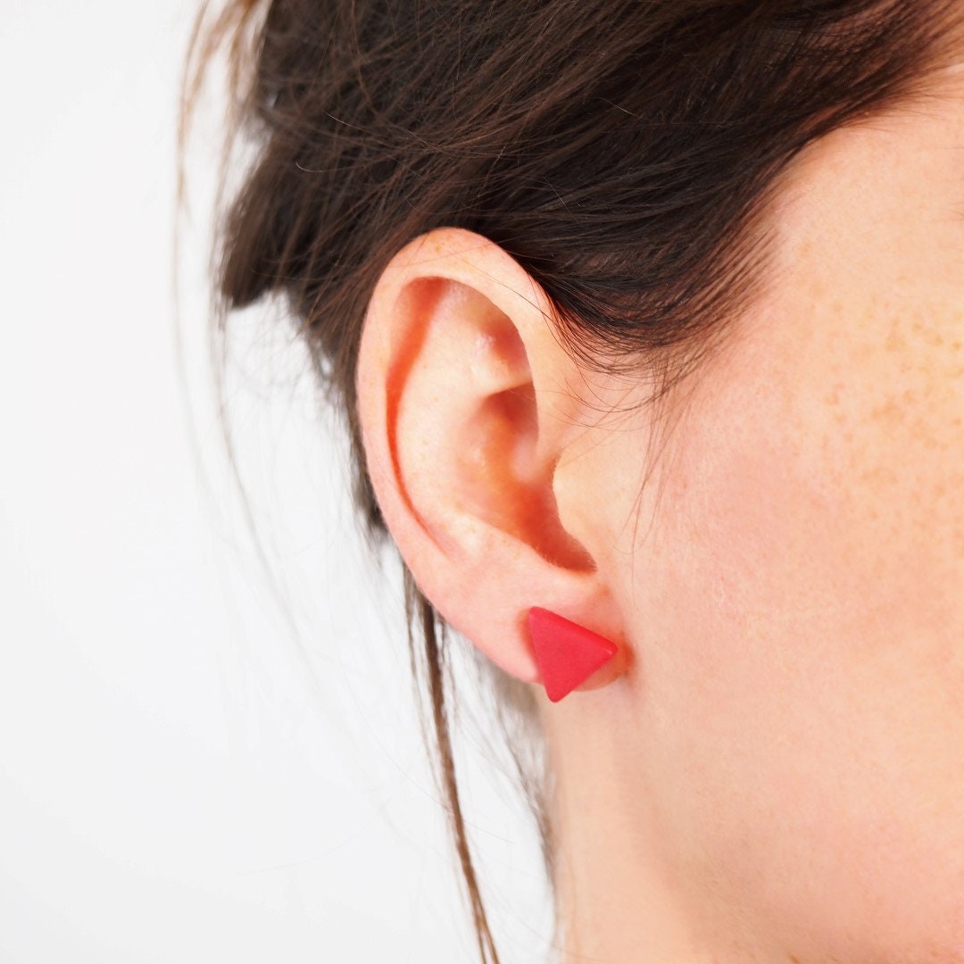 Puces noires + 8 couleurs bijoux ivoire végétal boucles d'oreilles triangle puces triangle puces géométriques clous triangles