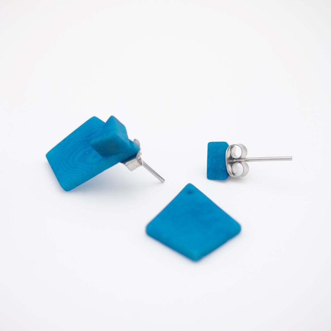 Boucles d'oreilles devant derrière ivoire végétal Ear jacket dessous d'oreille Boucles d'oreilles sous lobes puces d'oreilles géométrique Turquoise Ethchic