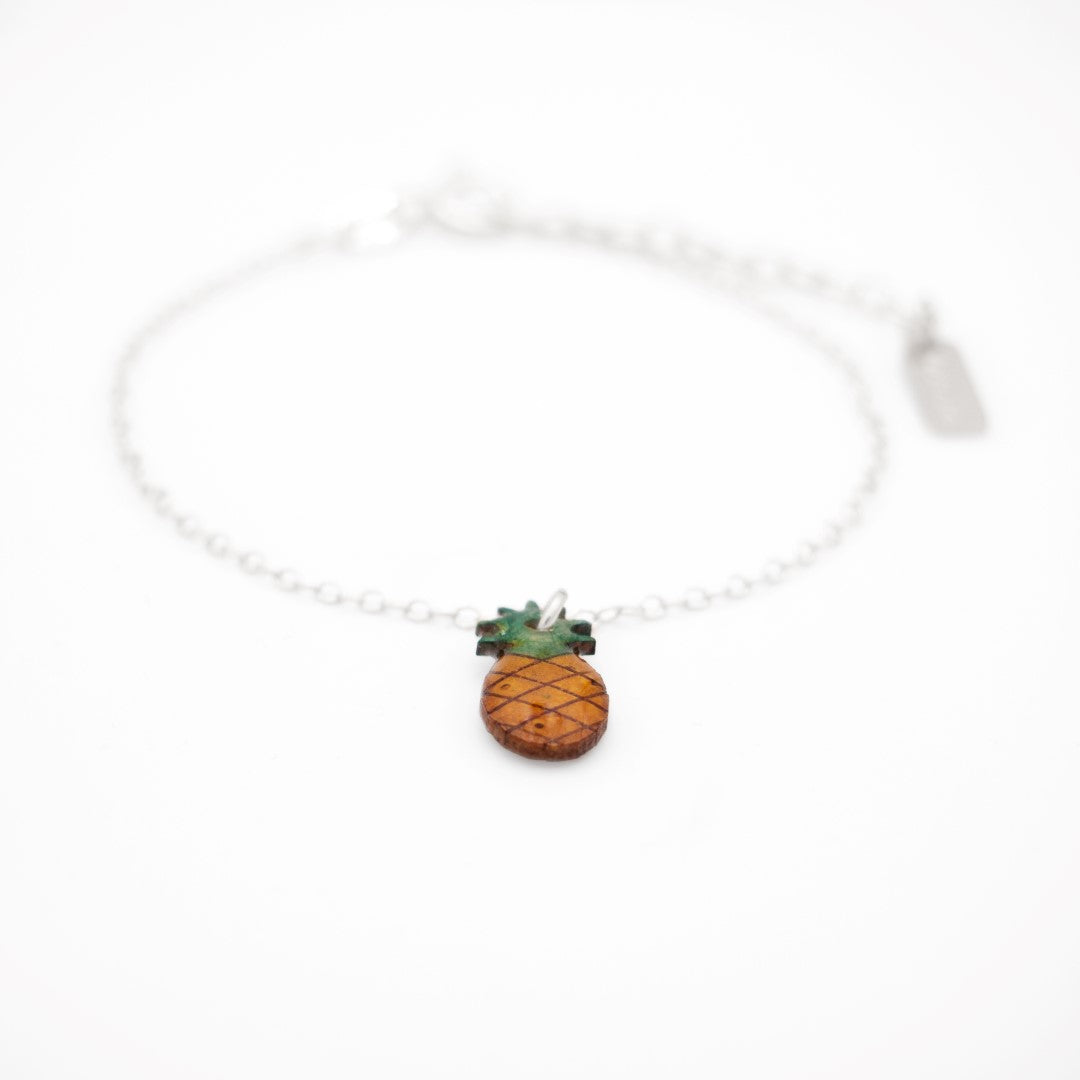 Bracelet Mini Charm Fruit en Calebasse Séchée - Chaîne Fine Argent ou Doré