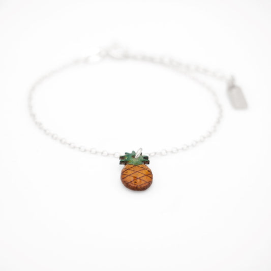 Bracelet Mini Charm Fruit en Calebasse Séchée - Chaîne Fine Argent ou Doré