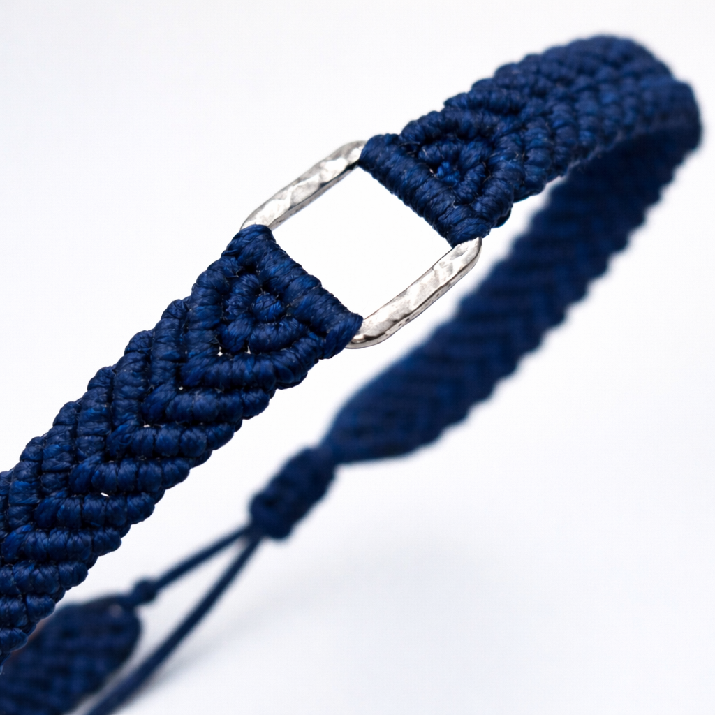 Bracelet Homme Macramé et Argent 925 Fait Main Réglable | Carry