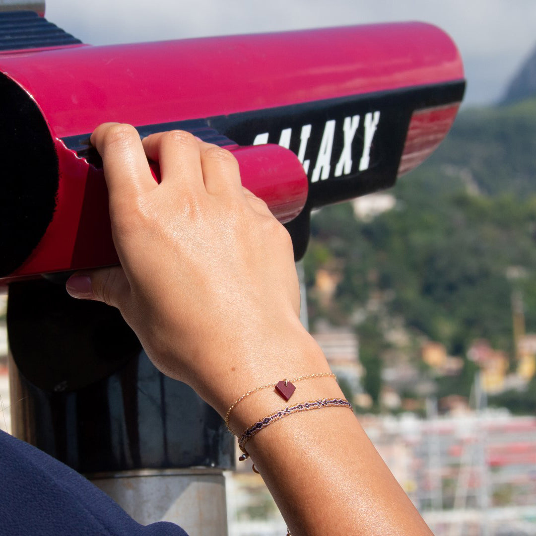 Bracelet Mini Charm Diamant en Ivoire Végétal - Chaîne Fine Argent ou Doré