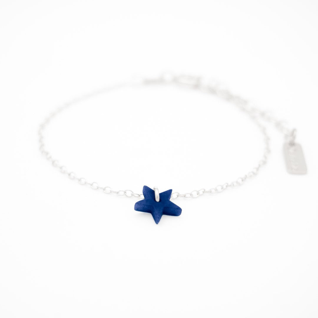 Bracelet Mini Charm Etoile en Ivoire Végétal - Chaîne Fine Argent ou Doré