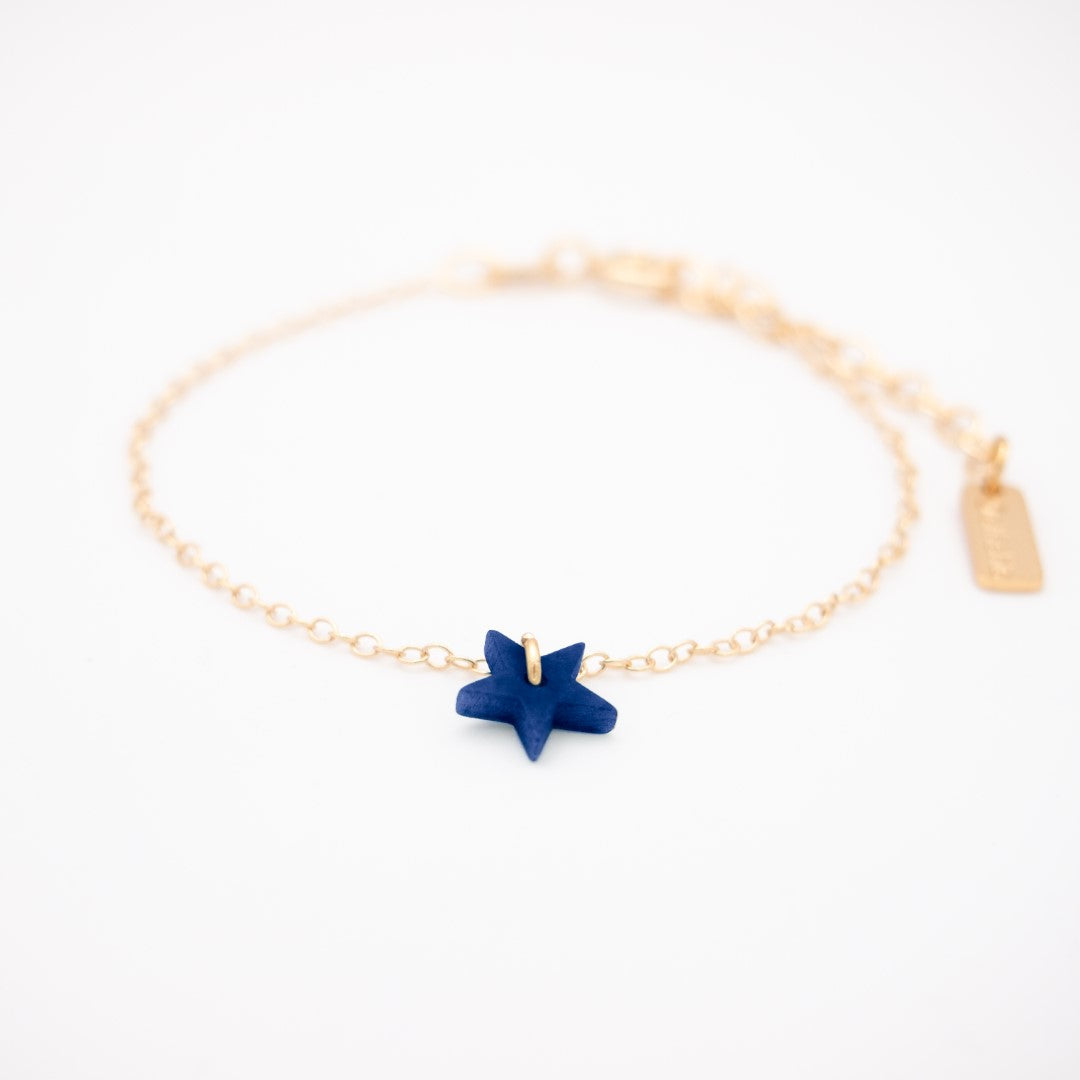 Bracelet Mini Charm Etoile en Ivoire Végétal - Chaîne Fine Argent ou Doré