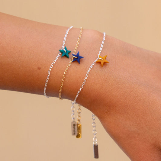 Bracelet Mini Charm Etoile en Ivoire Végétal - Chaîne Fine Argent ou Doré