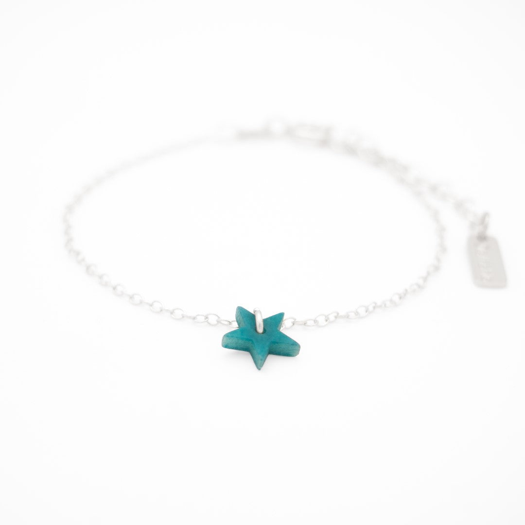 Bracelet Mini Charm Etoile en Ivoire Végétal - Chaîne Fine Argent ou Doré