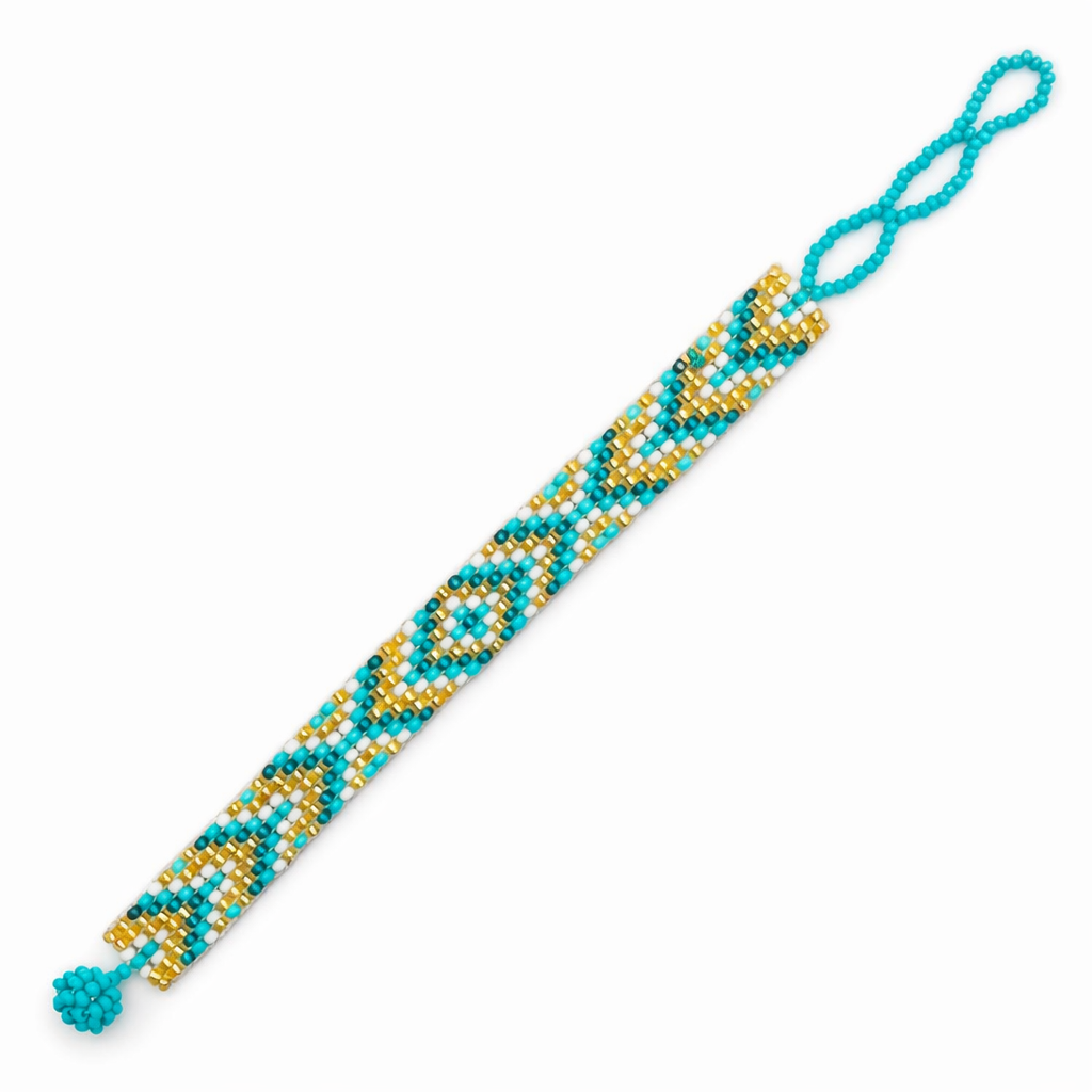 Bracelet Perles Rocaille Ethnique Style Boho Chic Fin Réglable | Bramy Losange