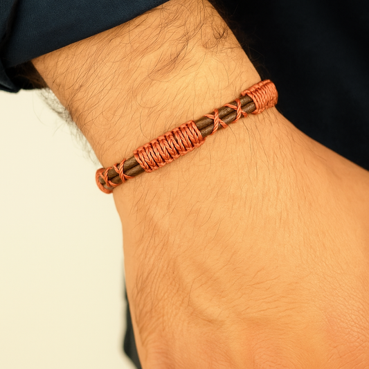 Bracelet mixte Macramé et cuir Fait Main Réglable Cadeau Homme | Martinete