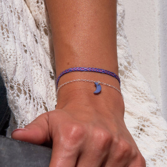 Bracelet Mini Charm Lune en Ivoire Végétal - Chaîne Fine Argent ou Doré