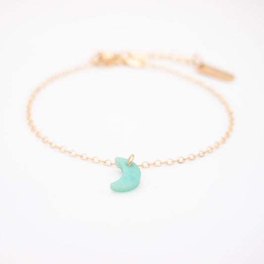 Bracelet Mini Charm Lune en Ivoire Végétal - Chaîne Fine Argent ou Doré