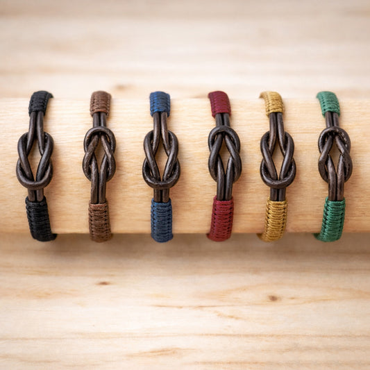 Bracelet mixte Macramé et cuir Fait Main Réglable Cadeau Homme | Eufon