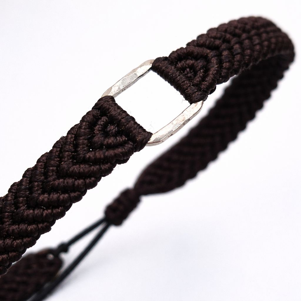 Bracelet Homme Macramé et Argent 925 Fait Main Réglable | Carry