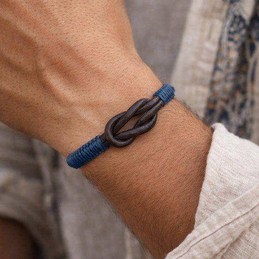 Bracelet mixte Macramé et cuir Fait Main Réglable Cadeau Homme | Eufon