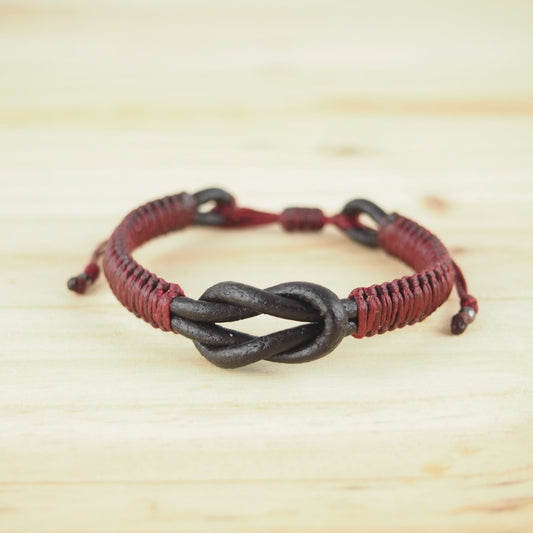 Bracelet mixte Macramé et cuir Fait Main Réglable Cadeau Homme | Eufon
