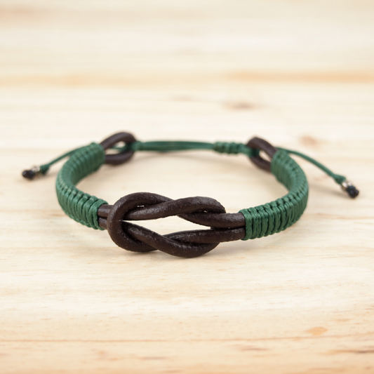 Bracelet mixte Macramé et cuir Fait Main Réglable Cadeau Homme | Eufon