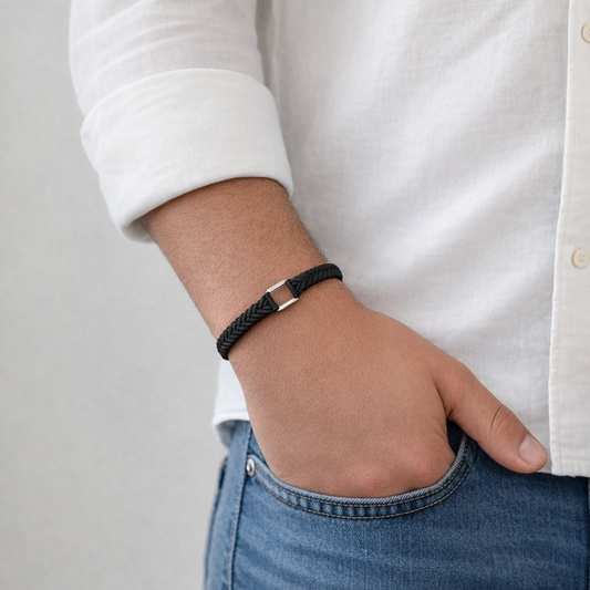 Bracelet Homme Macramé et Argent 925 Fait Main Réglable | Carry