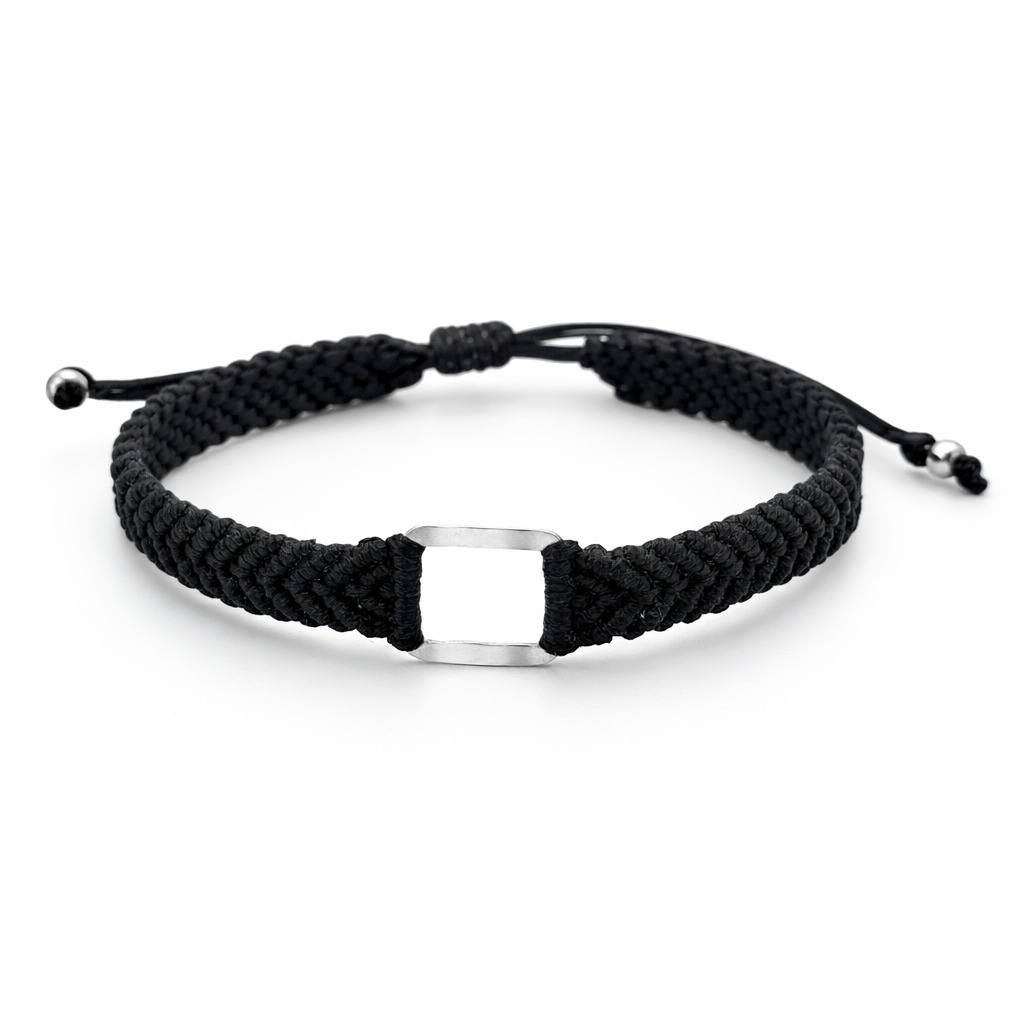 Bracelet Homme Macramé et Argent 925 Fait Main Réglable | Carry