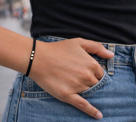 Bracelet en Macramé et Hématites Fait Main Réglable Femme Fille Boho Chic| Macratita