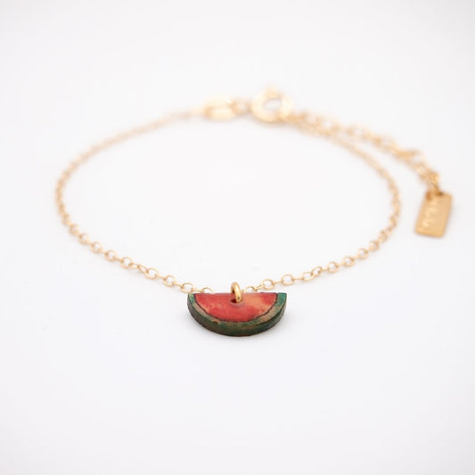 Bracelet Mini Charm Fruit en Calebasse Séchée - Chaîne Fine Argent ou Doré