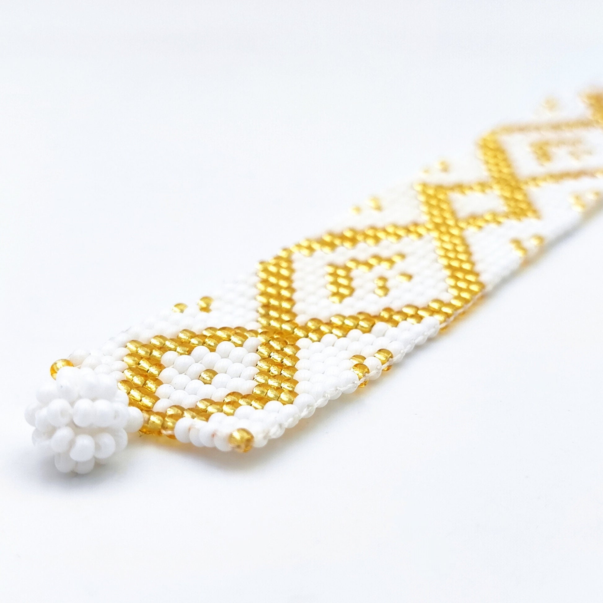 Bracelet perles Style Boho Chic Blanc doré Bracelet tissé Manchette Bracelet perles rocaille Bracelet bohème