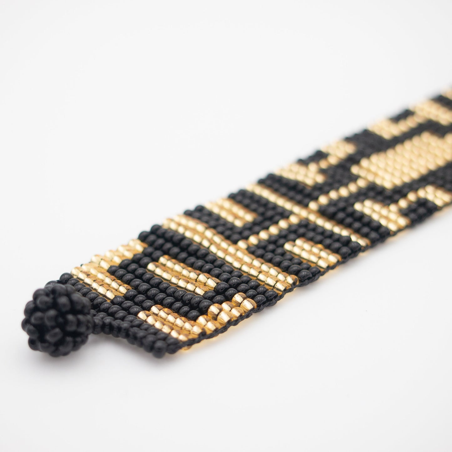 Bracelet perles Bracelet noir doré Bracelet géométrique Bracelet large Bracelet perles rocaille Bracelet années 20 Bracelet art déco