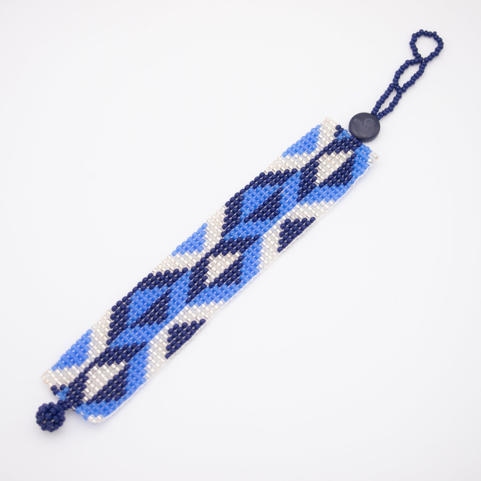 Bracelet perles Bracelet bleu Bracelet tissé perles Bracelet large Bracelet perles rocaille Bracelet bohème Bracelet géométrique