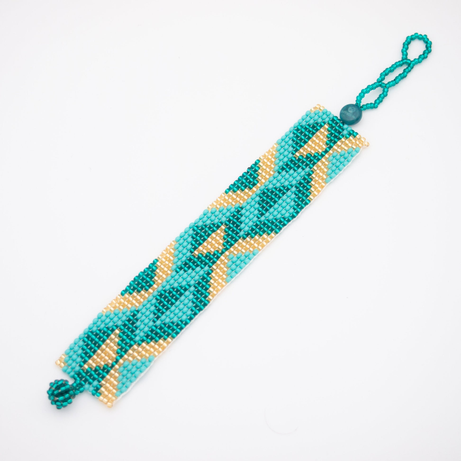 Bracelet perles turquoise Bracelet perles géométrique Bracelet large Bracelet tissé perles rocaille Bracelet bohème Bijoux Boho