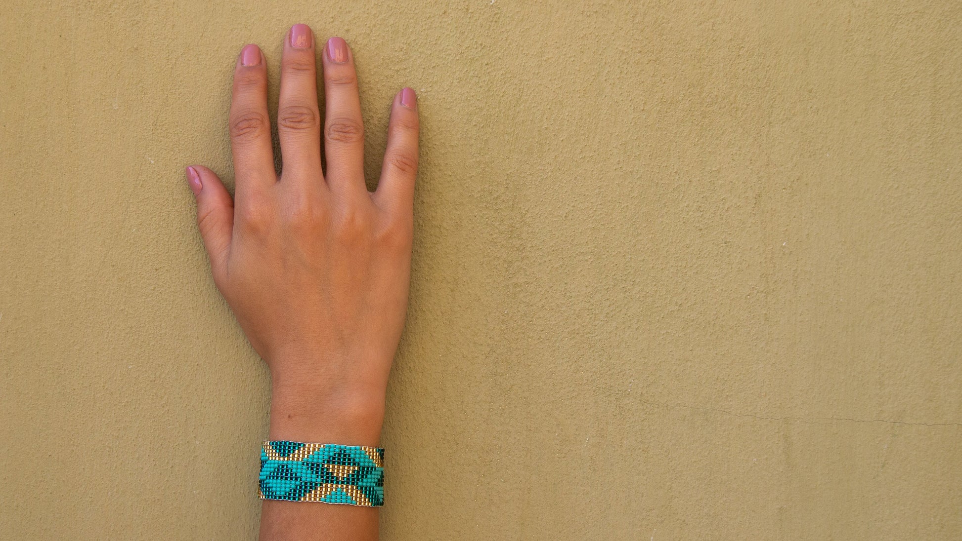 Bracelet perles turquoise Bracelet perles géométrique Bracelet large Bracelet tissé perles rocaille Bracelet bohème Bijoux Boho