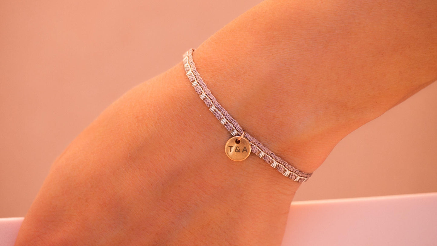 Bracelet personnalisé avec médaille gravée bracelet fin 40 fils bracelet tissé cadeau couple bracelet bohème homme/femme Ethchic