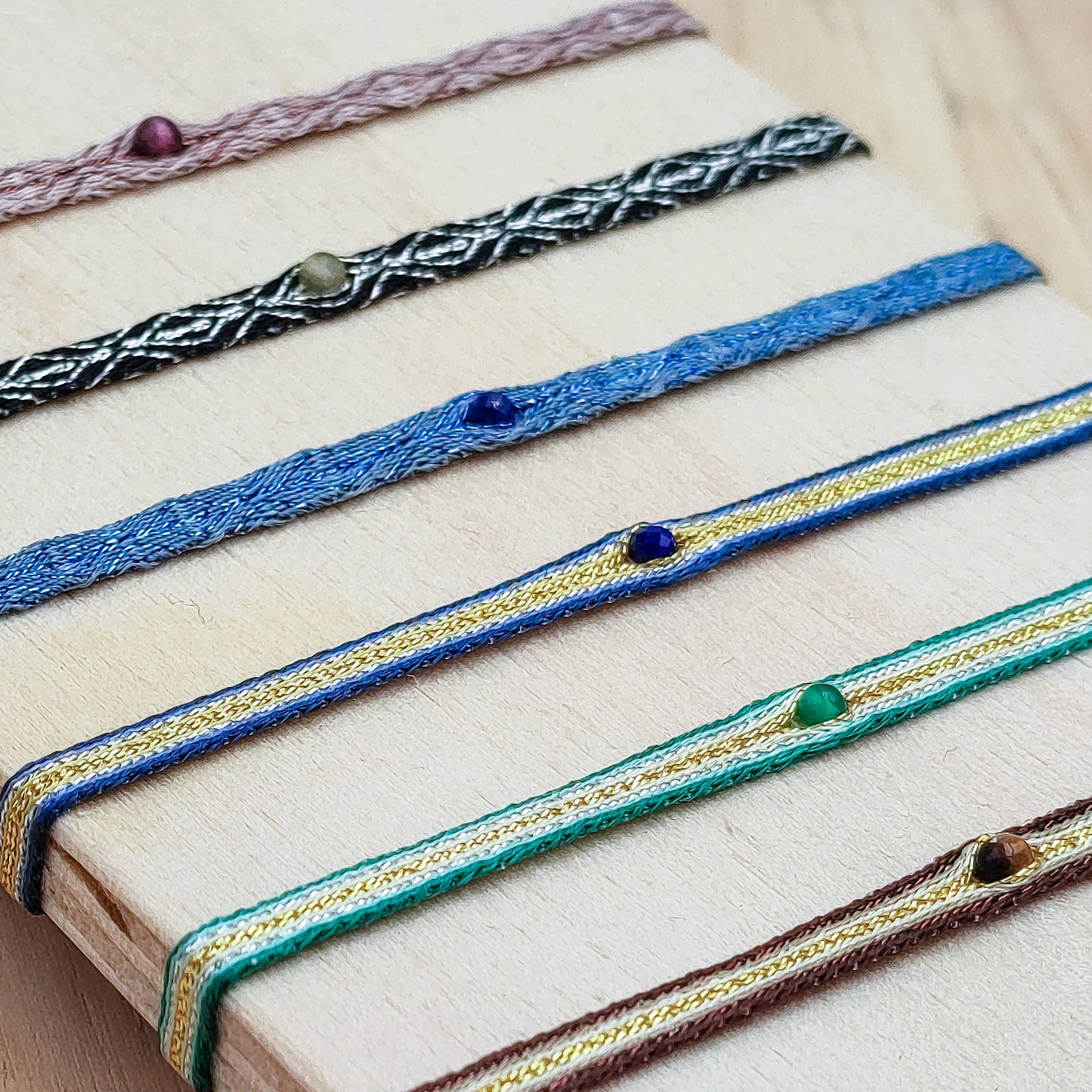 Bracelet pierre tissé 40 fils délicat fin amitié résistent à la mer réglable pierre naturelle lapis lazuli agate œil de tigre