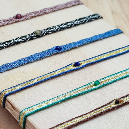 Bracelet pierre tissé 40 fils délicat fin amitié résistent à la mer réglable pierre naturelle lapis lazuli agate œil de tigre