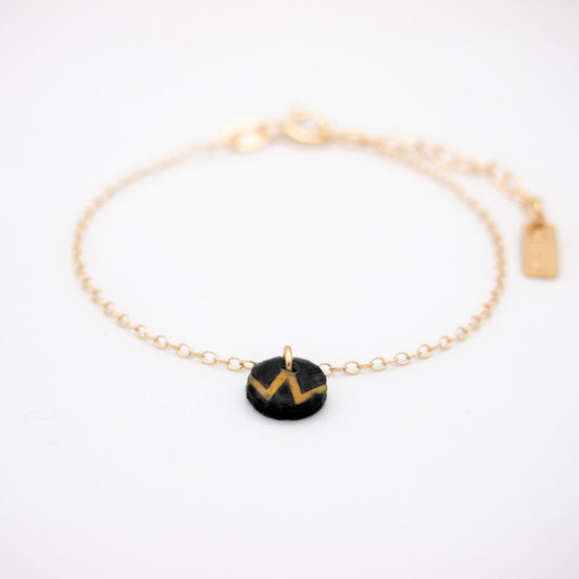 Bracelet Mini Charm Rond Won en Calebasse Séchée - Chaîne Fine Argent ou Doré