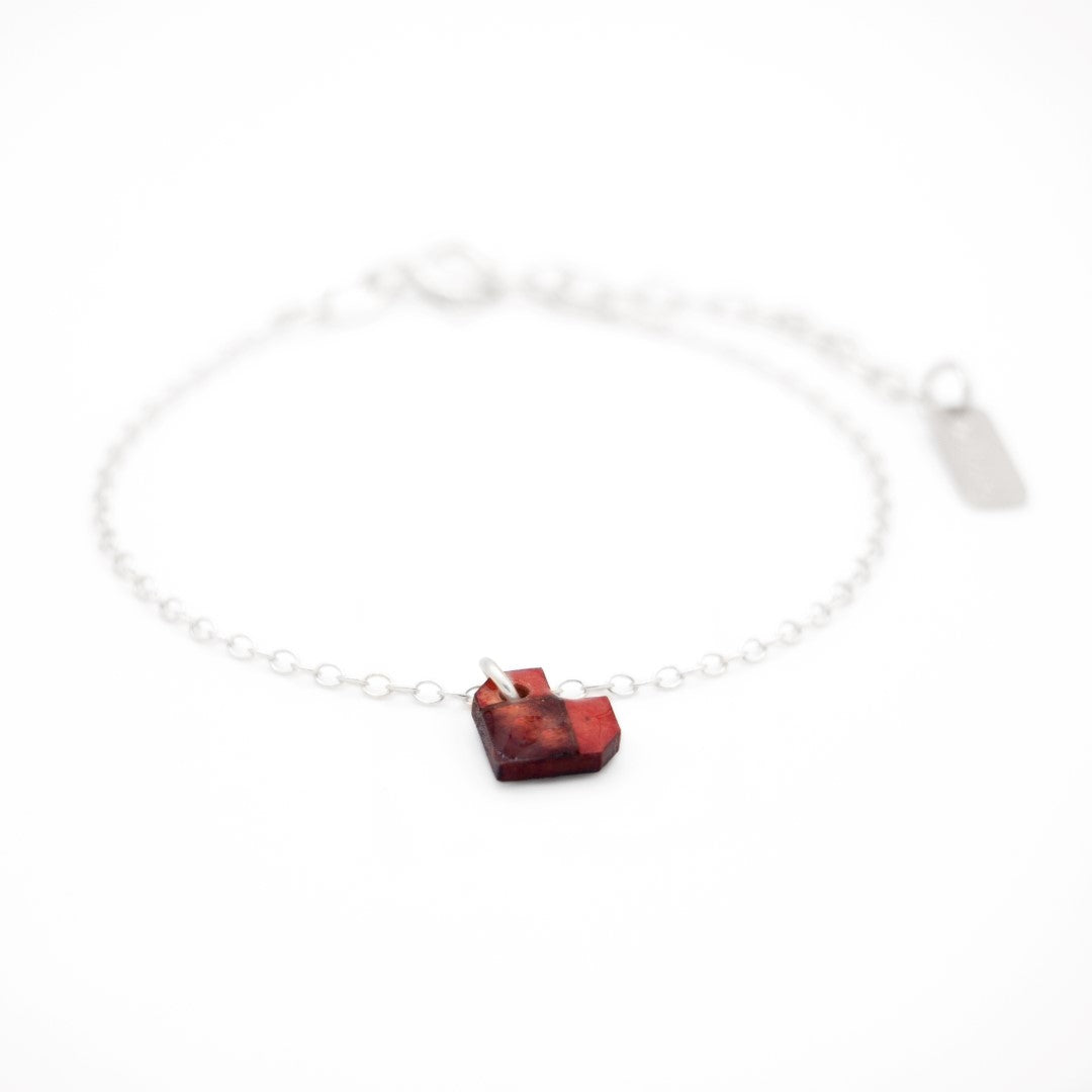 Bracelet Mini Charm Coeur en Calebasse Séchée - Chaîne Fine Argent ou Doré