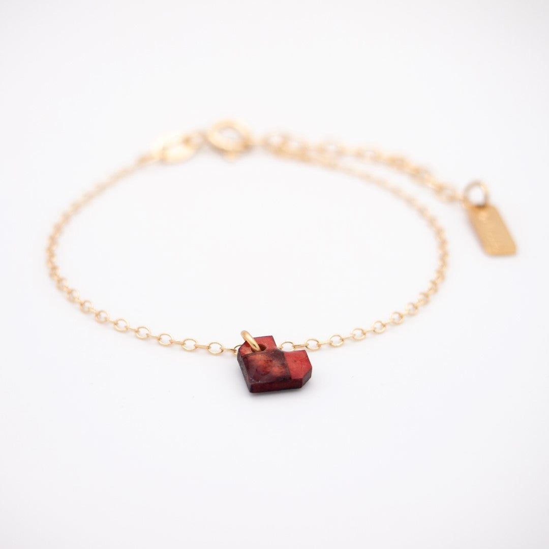 Bracelet Mini Charm Coeur en Calebasse Séchée - Chaîne Fine Argent ou Doré