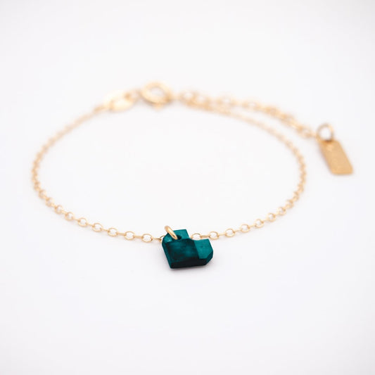 Bracelet Mini Charm Coeur en Calebasse Séchée - Chaîne Fine Argent ou Doré