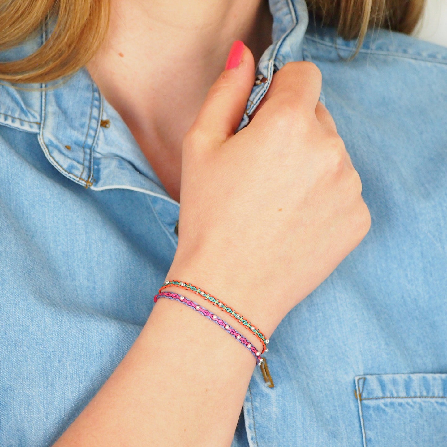 Bracelet Cadeau fin 40 fils Cadeau bijoux maman Cadeau bracelet fille Bracelet extra fin perles en argent