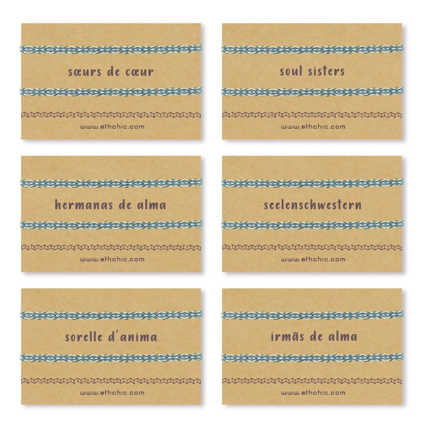 Bracelet Fin 40 Fils Bohème Ethnique Hippie Chic Amitié, langue personnalisé