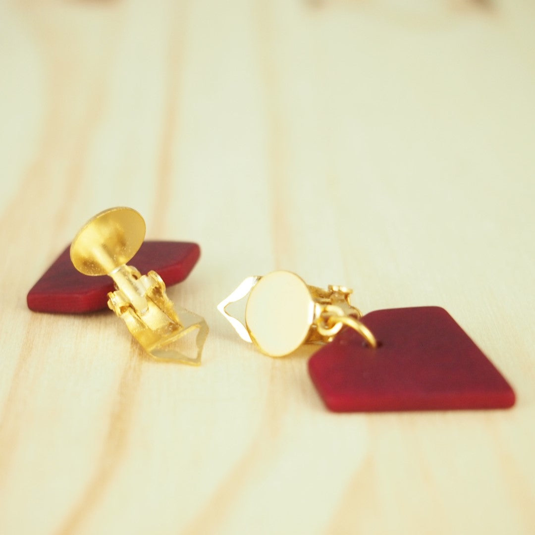 Boucles d'oreilles Créoles en Ivoire Végétal Diamants, Acier Doré, Argent ou Or fin 24k | Aro Dia