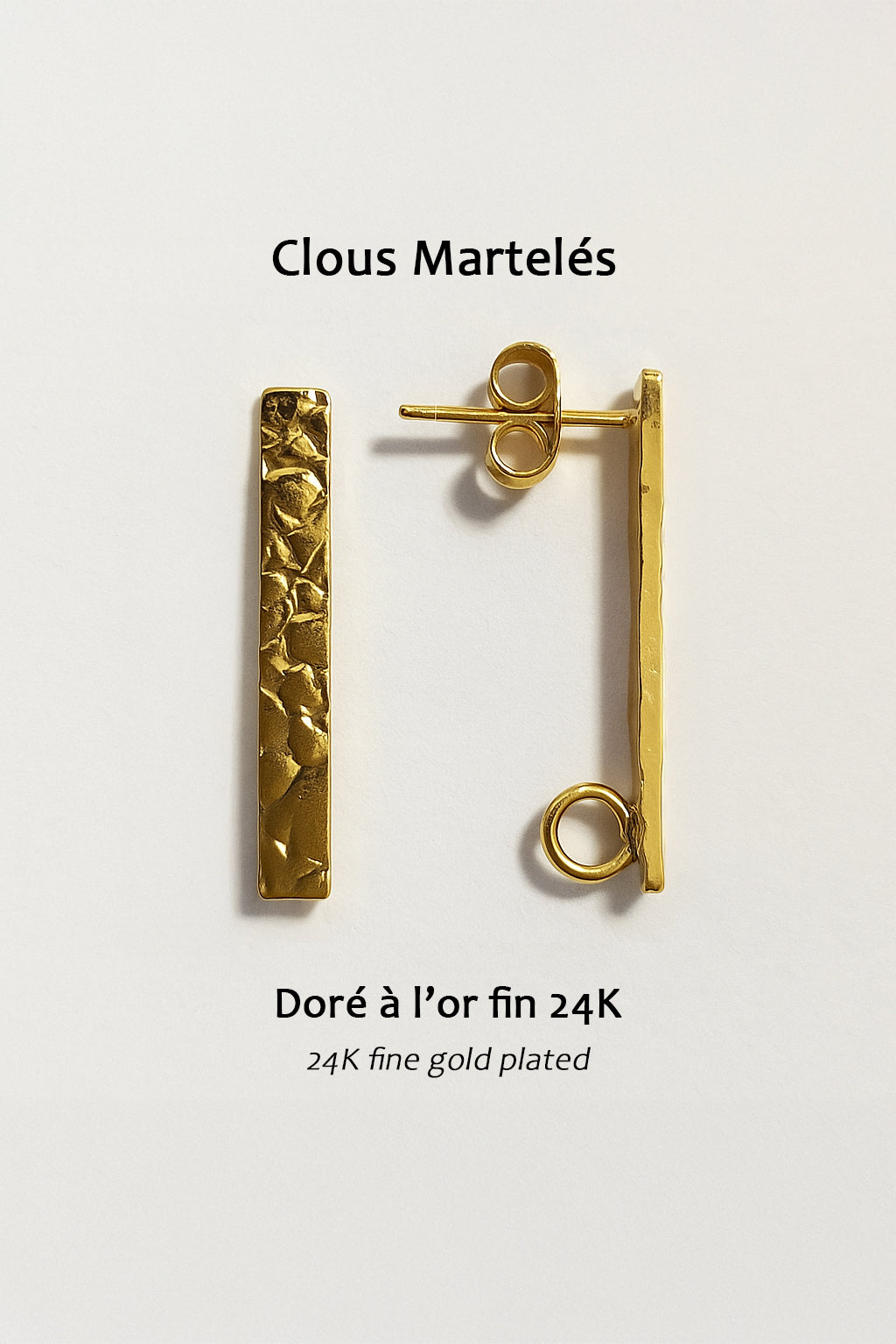 Boucles d'oreilles Créoles en Calebasse Séchée Carrées, Acier Doré, Argent ou Or fin 24k  | Cari Los