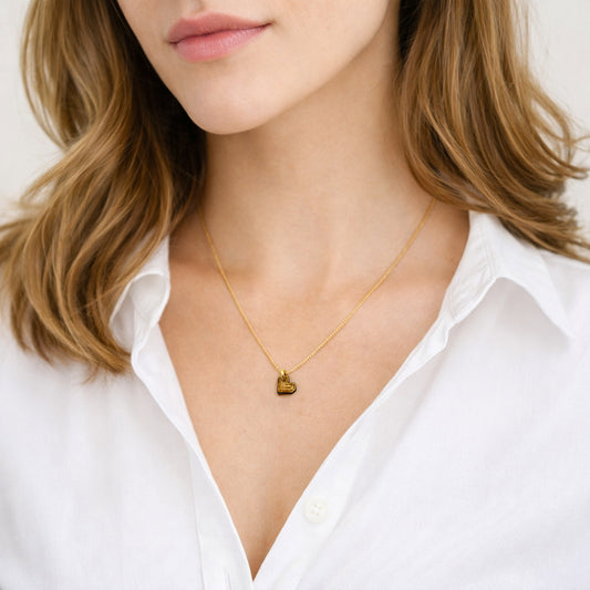 Collier en calebasse séchée peint main –  6 finitions de chaîne au choix | Cœur