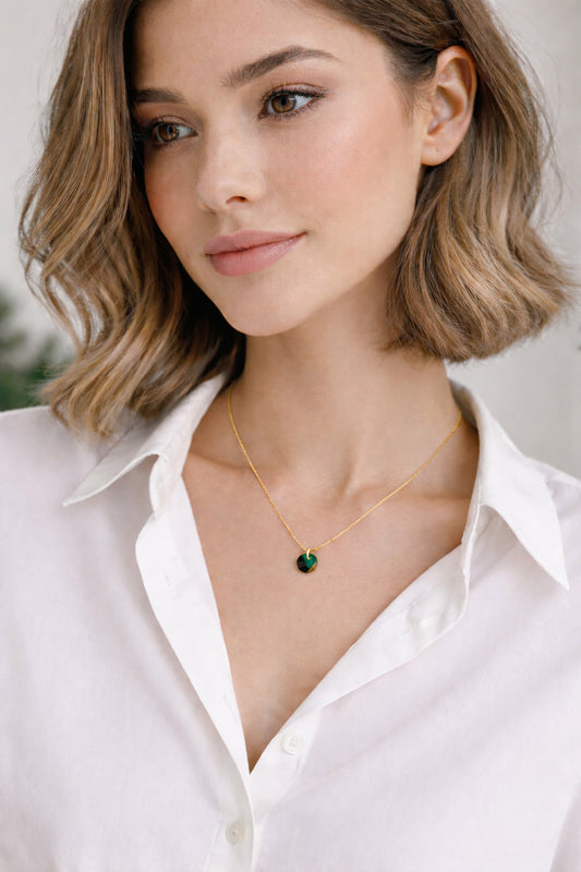 Collier rond en calebasse séchée peint main – 8 mm – 6 finitions de chaîne au choix | Inter