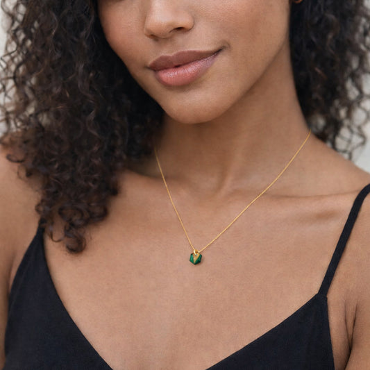 Collier hexagone en calebasse séchée peint main –  6 finitions de chaîne au choix | Hex