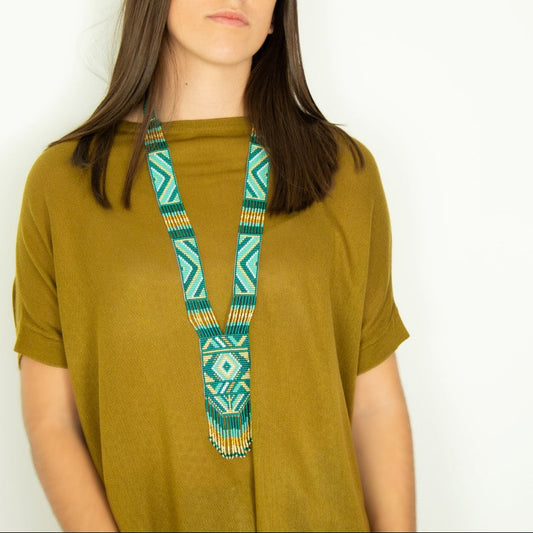 Collier Cravate en Perles de Verre – Tissé Main - Ethnique Hippie Chic | Quetzal