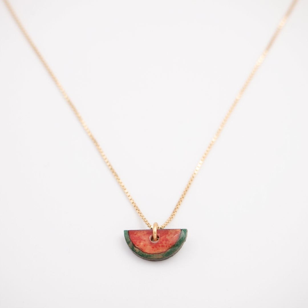 Collier pastèque en calebasse séchée fait main –  6 finitions de chaîne au choix