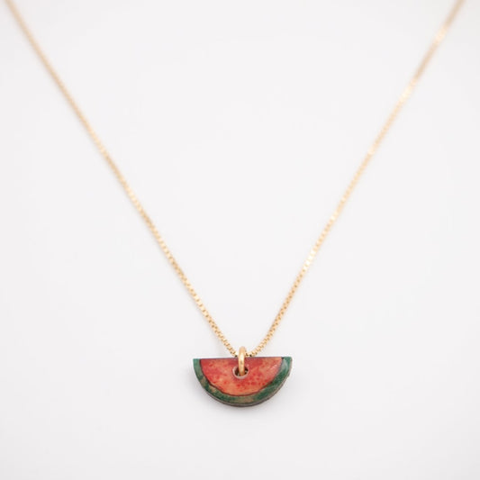 Collier pastèque en calebasse séchée fait main –  6 finitions de chaîne au choix