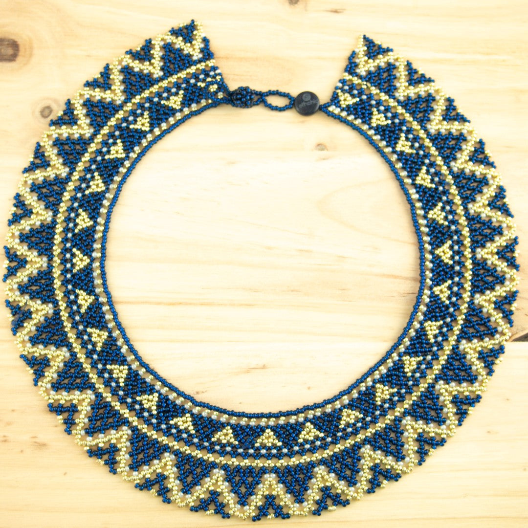 Collier Perles fait main Plastron Ras du cou Rocaille Bobo Chic Ethnique Tissé Main | Okama Tri