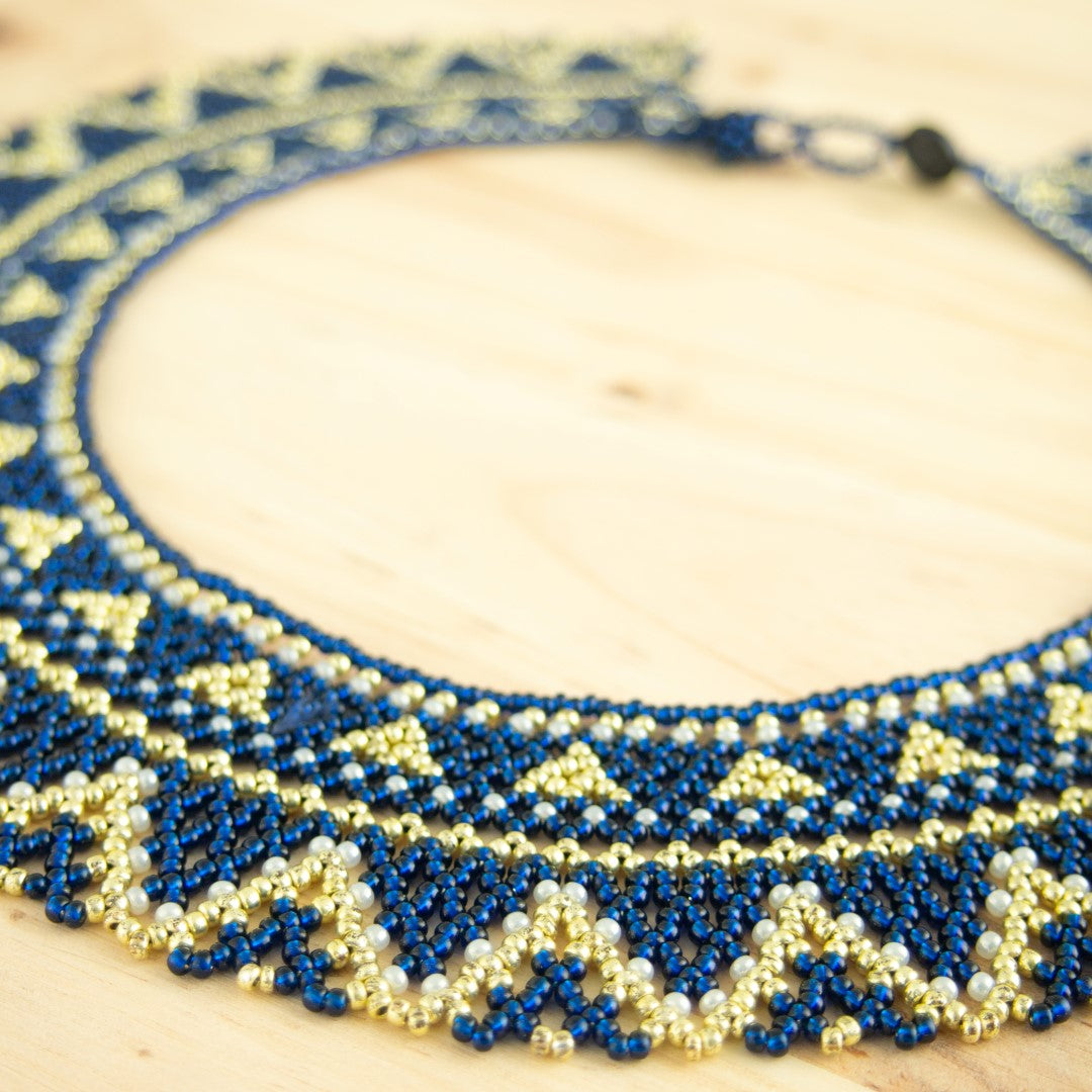 Collier Perles fait main Plastron Ras du cou Rocaille Bobo Chic Ethnique Tissé Main | Okama Tri