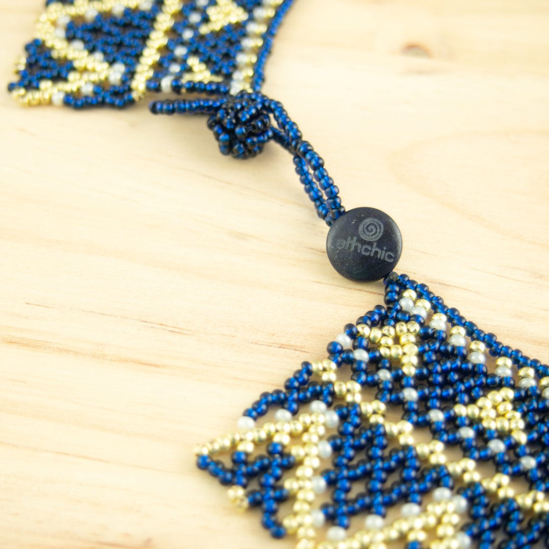 Collier Perles fait main Plastron Ras du cou Rocaille Bobo Chic Ethnique Tissé Main | Okama Tri