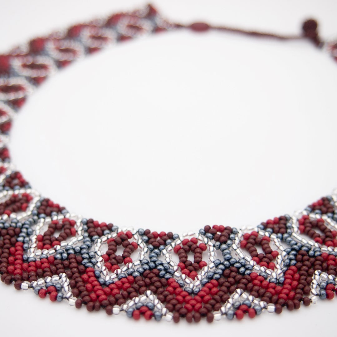 Collier fait main Plastron Perles Rocaille Bobo Chic Ethnique Tissé Main | Buka V